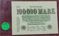 100,000 MARK GERMAN BANK NOTE