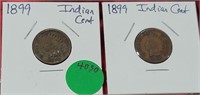 2 1899 INDIAN HEAD CENTS