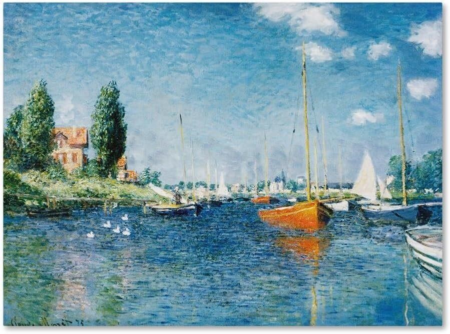 Monet's Red Boats  Argenteuil  24x32-Inch Art