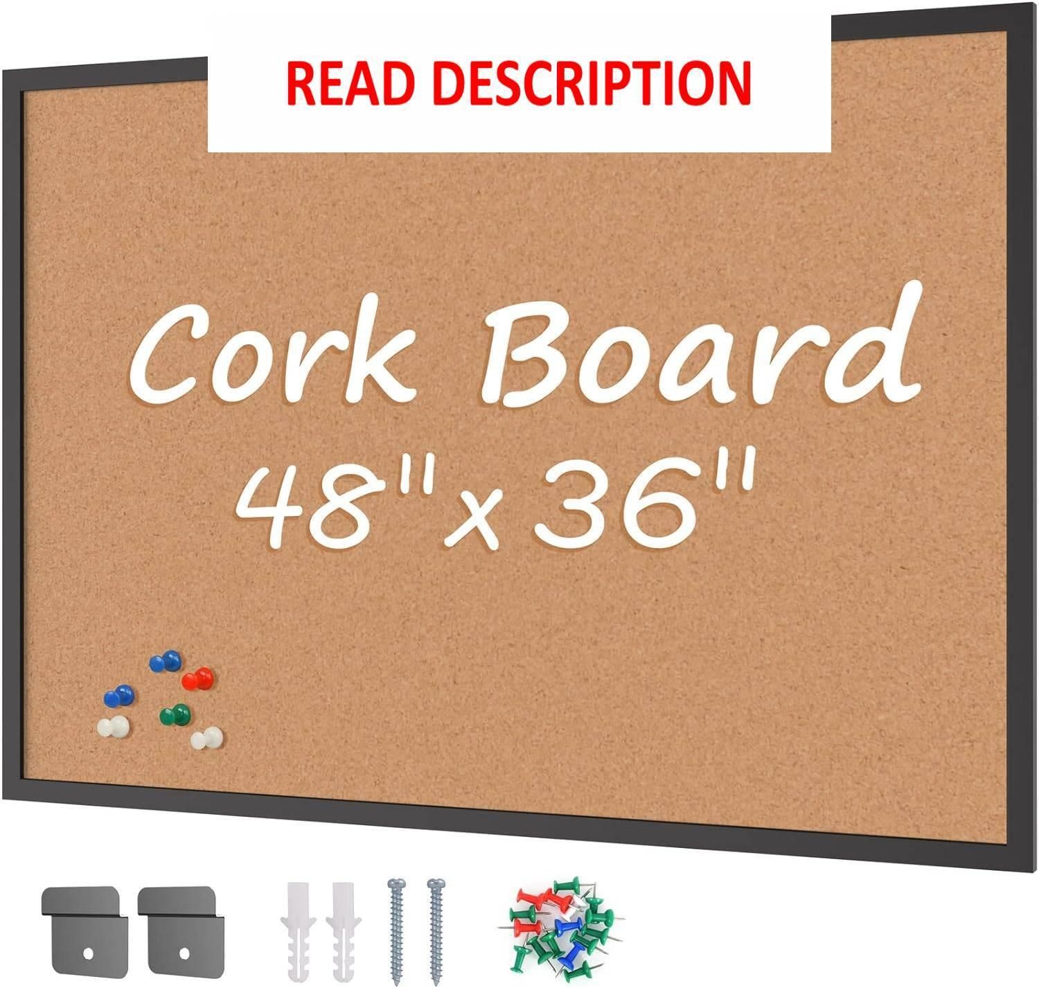 Board2by Cork Bulletin Board 36x48  Black Framed