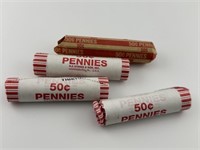 Four Rolls of Unchecked Pennies