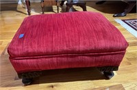 Antique Victorian Red Velvet Footstool