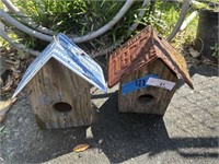 Two handmade birdhouses