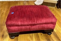 Antique Victorian Red Velvet Footstool