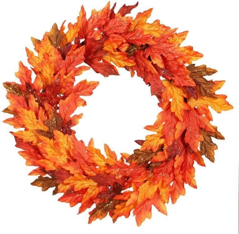 Fall Wreath  Maple Leaves Decor  18 Diameter