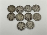 Selection of Barber, Standing Liberty Quarters
