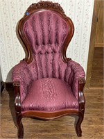 Victorian Rose Carved  Parlor Chair