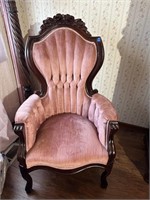 Victorian Rose Carved Velvet Parlor Chair