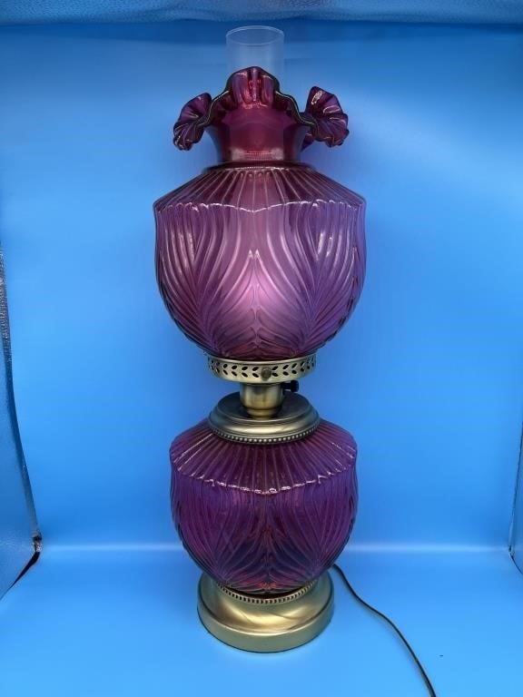 Fenton Cranberry Glass Lamp