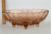Indiana Glass Embossed Pink Garland Footed Bowl