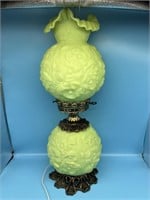 Fenton Lime Green Poppy Satin Glass Lamp