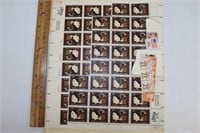 Sheet of Willa Cather 8 cent Stamps & Others