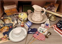 Estate Household Figurines, S&P, Tile, Flags, More
