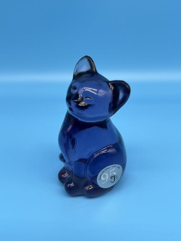 Fenton Blue Glass Cat