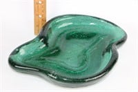 Blenko Free Form Green Amoeba Art Glass Dish/Tray