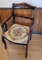 Rose Carved Back Arm Chair ANtique