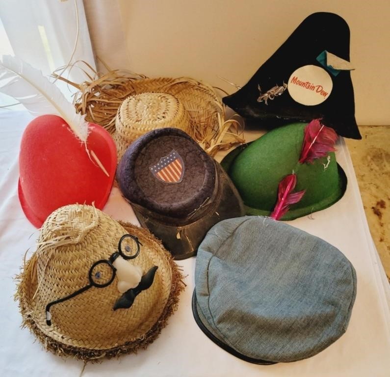 Lot Vtg Small Adult Or Kids Hats Mtn Dew Fed Straw