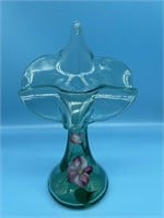 Fenton Vining Garden Sea Mist Green Glass Vase