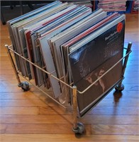 Vtg Brass Rolling Vinyl Record rack storage Koch