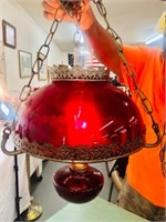 Antique Red Kerosene lamp electrified works