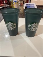 2 hunter green Starbucks reusable 16oz