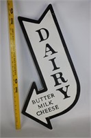 Large Dairy Butter MIlik Cheese Sign Arrow