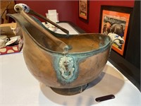 Copper and brass fireplace bucket