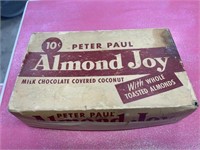 Very old almond joy, candy box