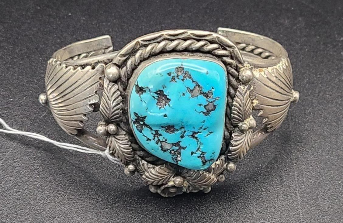 Tom Willeto Navajo Sterling Turquoise Women's Cuff