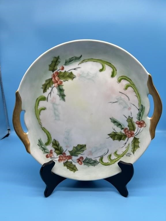 Hand Painted Porcelain Christmas Plate