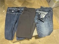 Jeans size 11, dress pants size 14, jeans size 12