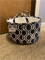 New black and white basket.  Approx 9 inches
