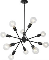 10-Light Modern Sputnik Chandelier Lighting, Black