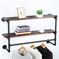 HAOVON Industrial Pipe Clothing Rack (2 Tier,42in)