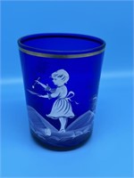 Blue Mary Gregory Glass