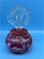 Fenton Cranberry Glass Mary Gregory Perfume Bottle