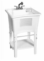 24 in. Freestanding Laundry Tub in White No Faucet