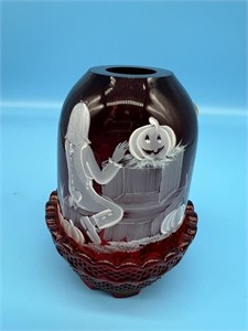 Fenton Ruby Red Mary Gregory Halloween Fairy Lamp