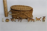 Basket of Vintage Miniature Animals