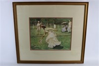 Victorian Ladie Playing Game 22 1/2 x 25 1/2
