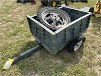 Two Tires and wheels and yard cart