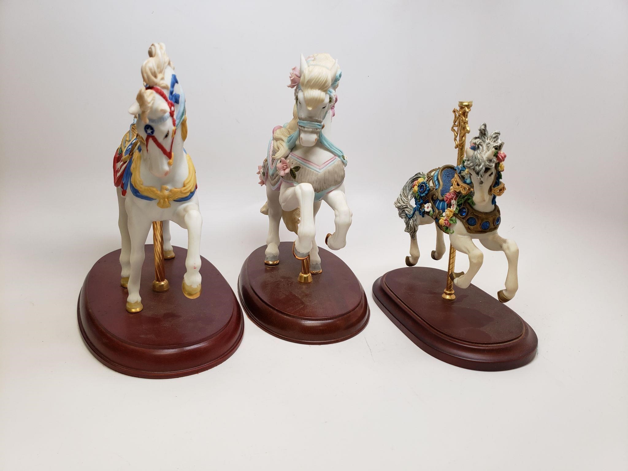 Three Model Carousel Horses