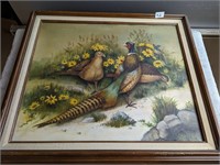 Pheasant Painting on Canvas, Framed Wall Art