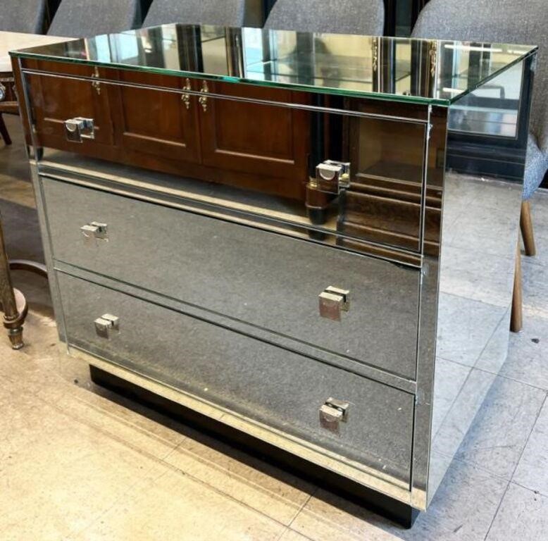 Mirrored Chest w/ Silver Colored Handles.