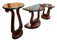 Set of 3 Contemporary Wood Tables.
