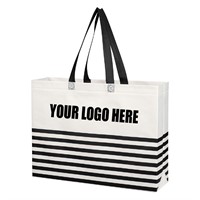 Custom Striped Tote Bag White/Black