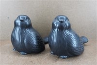 Large Chubby Black Bird Ceramic Figurines
