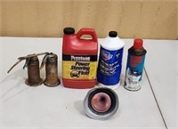 Fluids, Funnels and Oil Dropper Cans. Brake