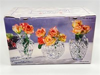 NEW Set of 3 Crystal Bud Vases - Poland