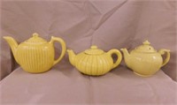 3 yellow teapots: 1940's Houghton Dalton -
